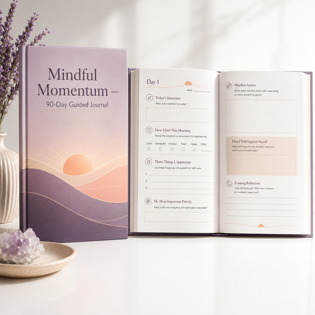 Mindful Momentum 90-Day Guided Reflection Journal