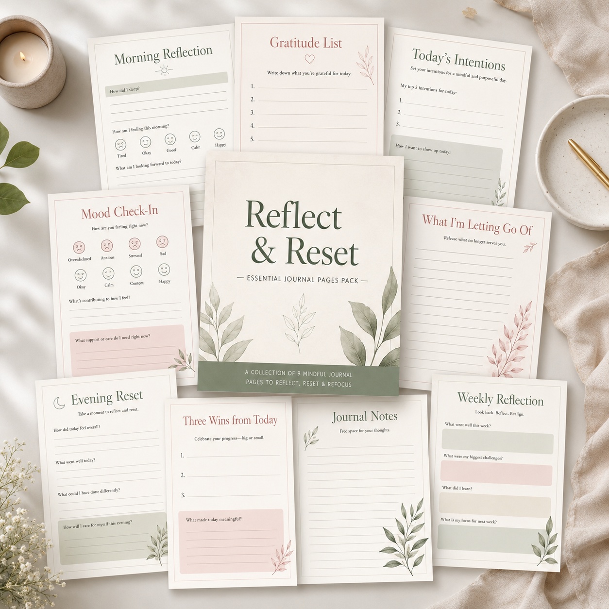 Reflect & Reset Mindful Journal Pages Collection